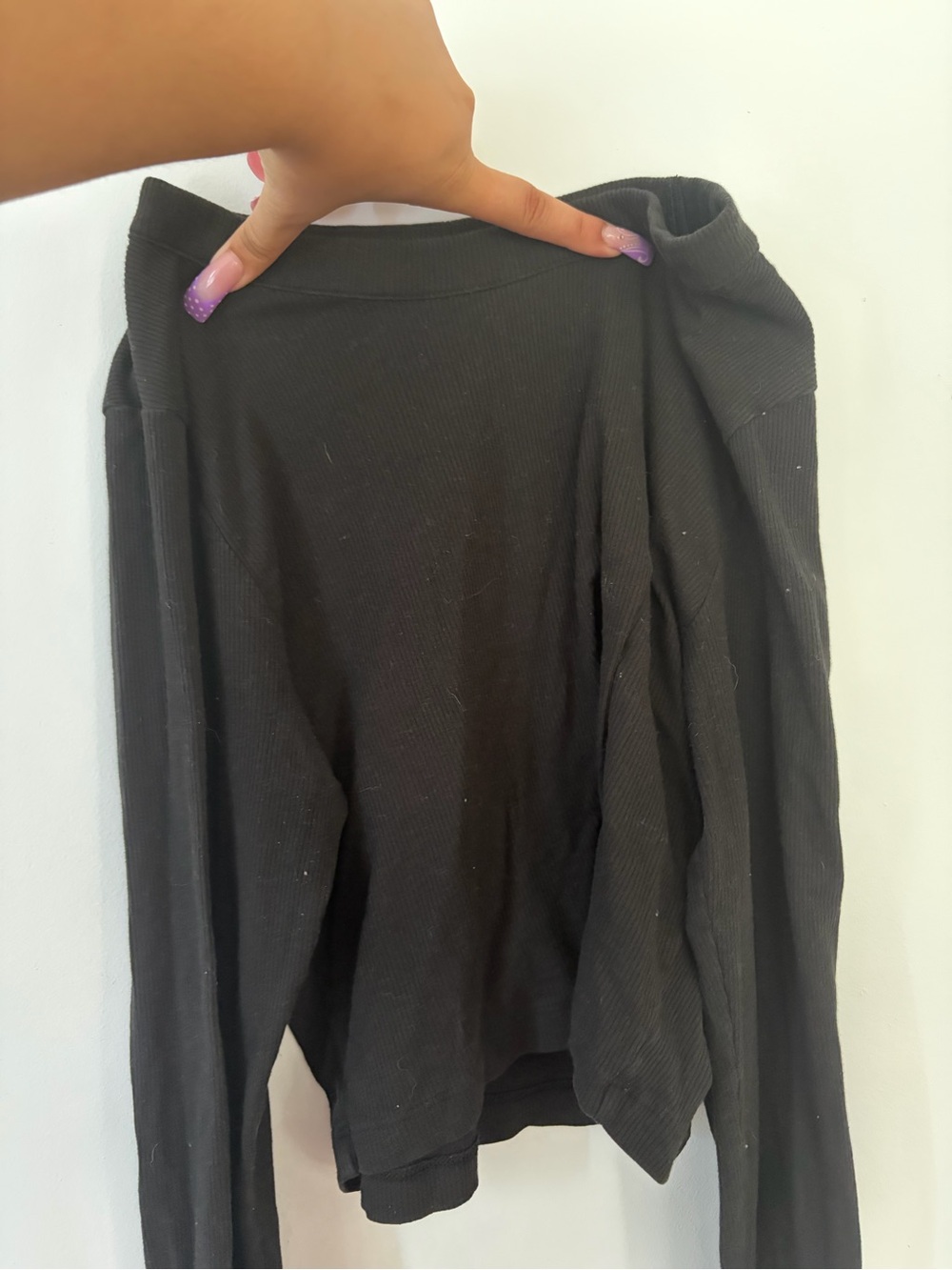 Victoria's Secret Black Long-Sleeve Ribbed Tee